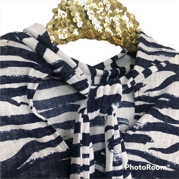 Nine West Navy Animal Print top - Picture 3 of 4